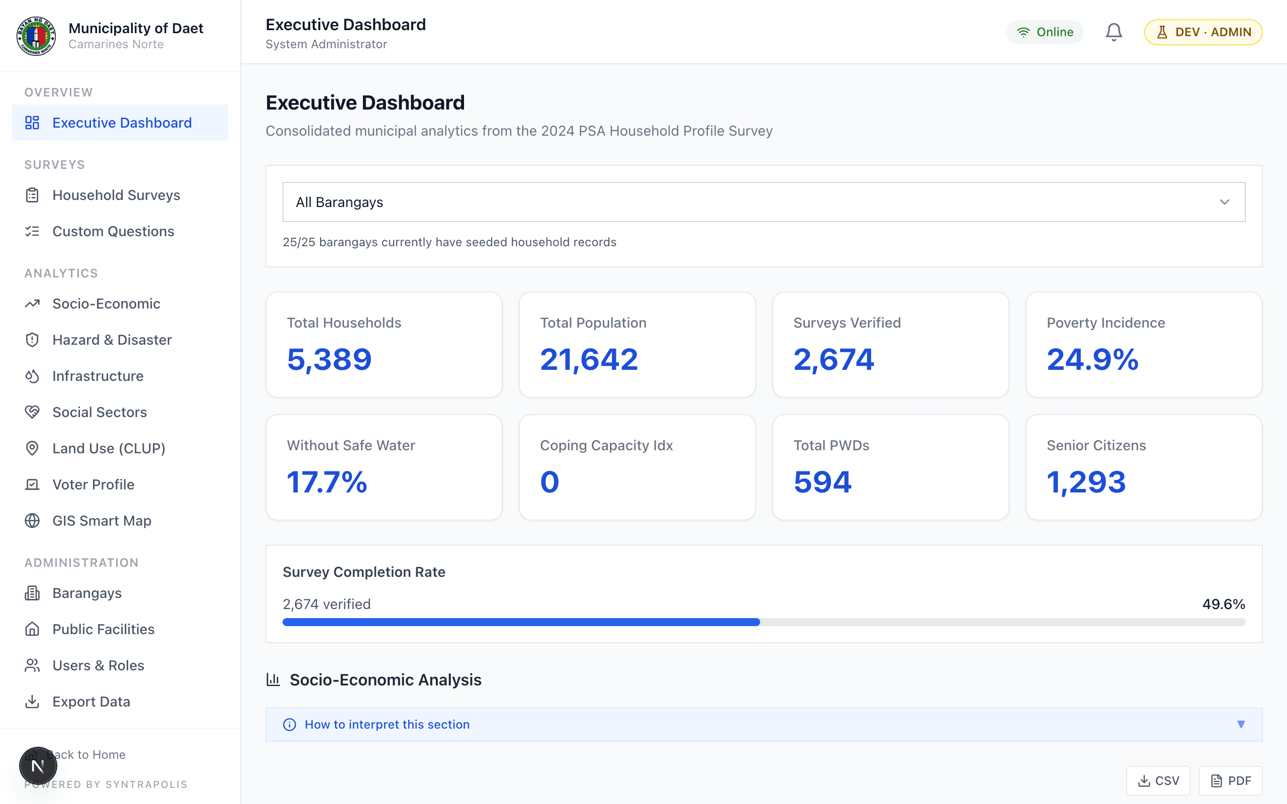 Executive Dashboard KPI view
